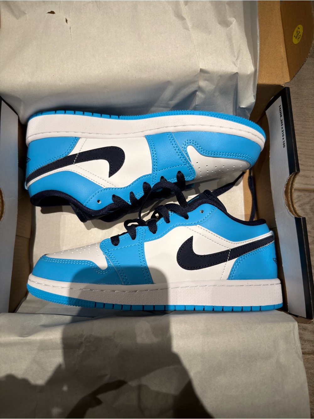 Nike Kids Low-Top Sneakers - White & Sky Blue with Black Swoosh